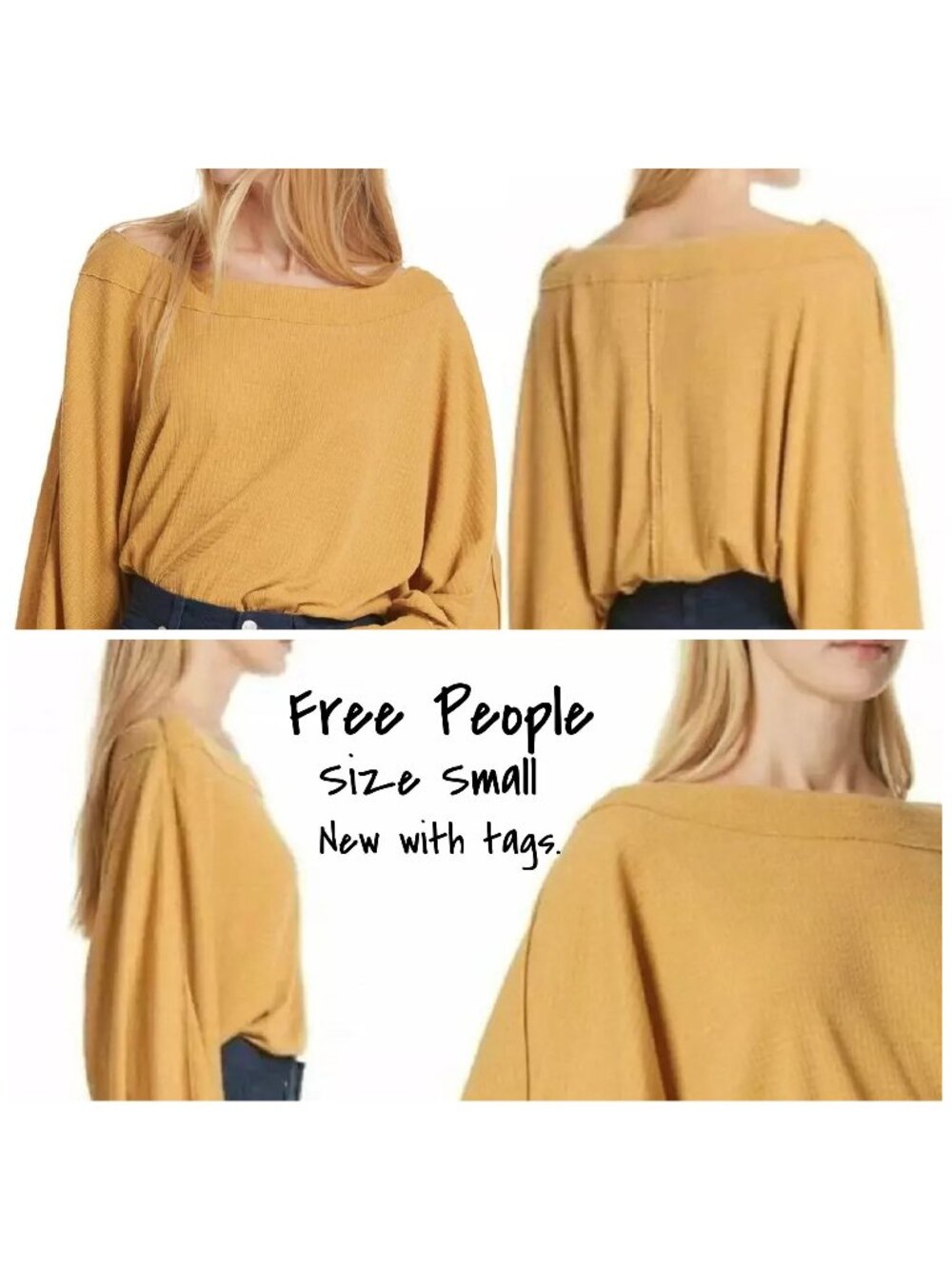 Free People Thermal Top - Boat Neck, Dolman Sleeves, Small, New with Tags